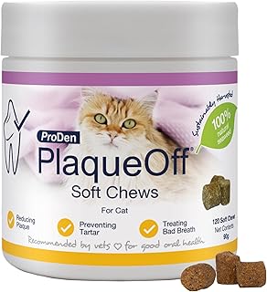 ProDen PlaqueOff Katzen Zahnpflege Snacks, Dose mit 120 Leckerli, natürliche Zahnpflege Katzen, Katzensnacks für frischen Atem, Leckerli Katze product image