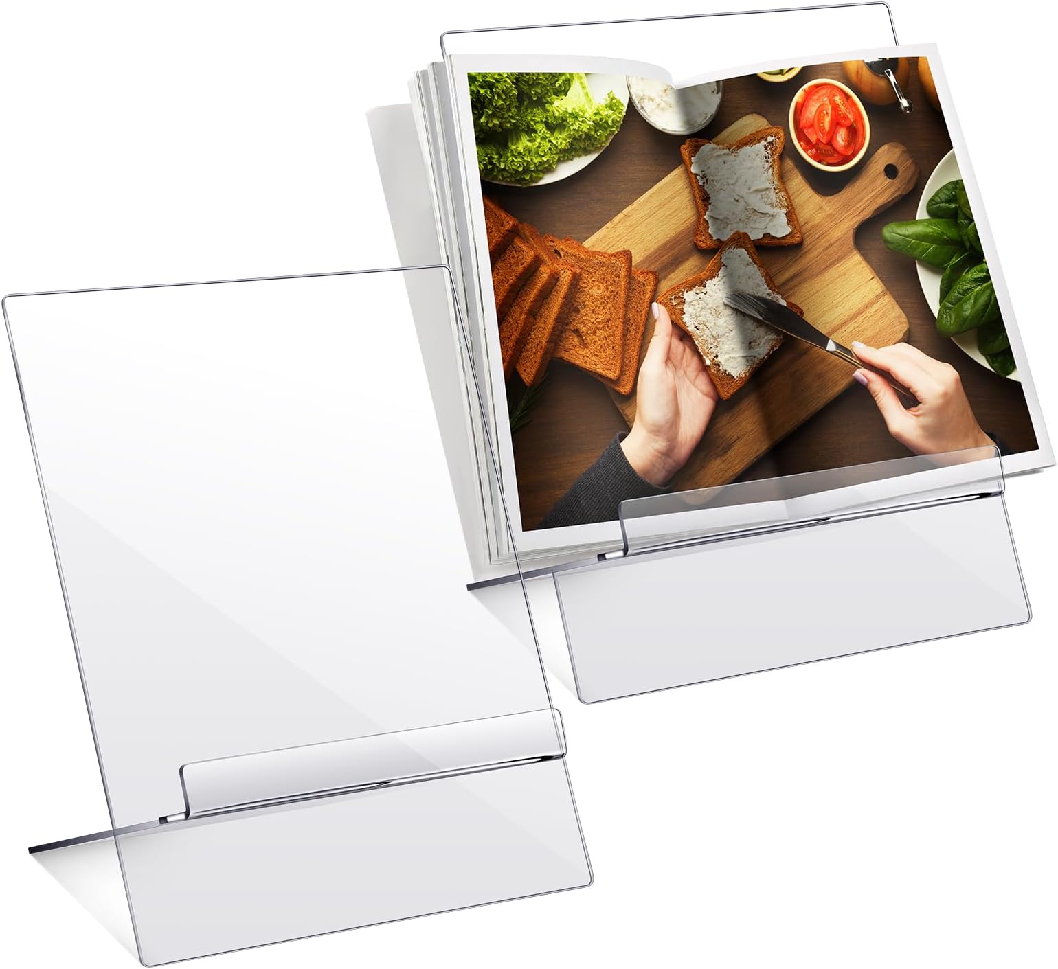 Lineshading 2 Pcs Clear Acrylic Cookbook Stand for Kitchen