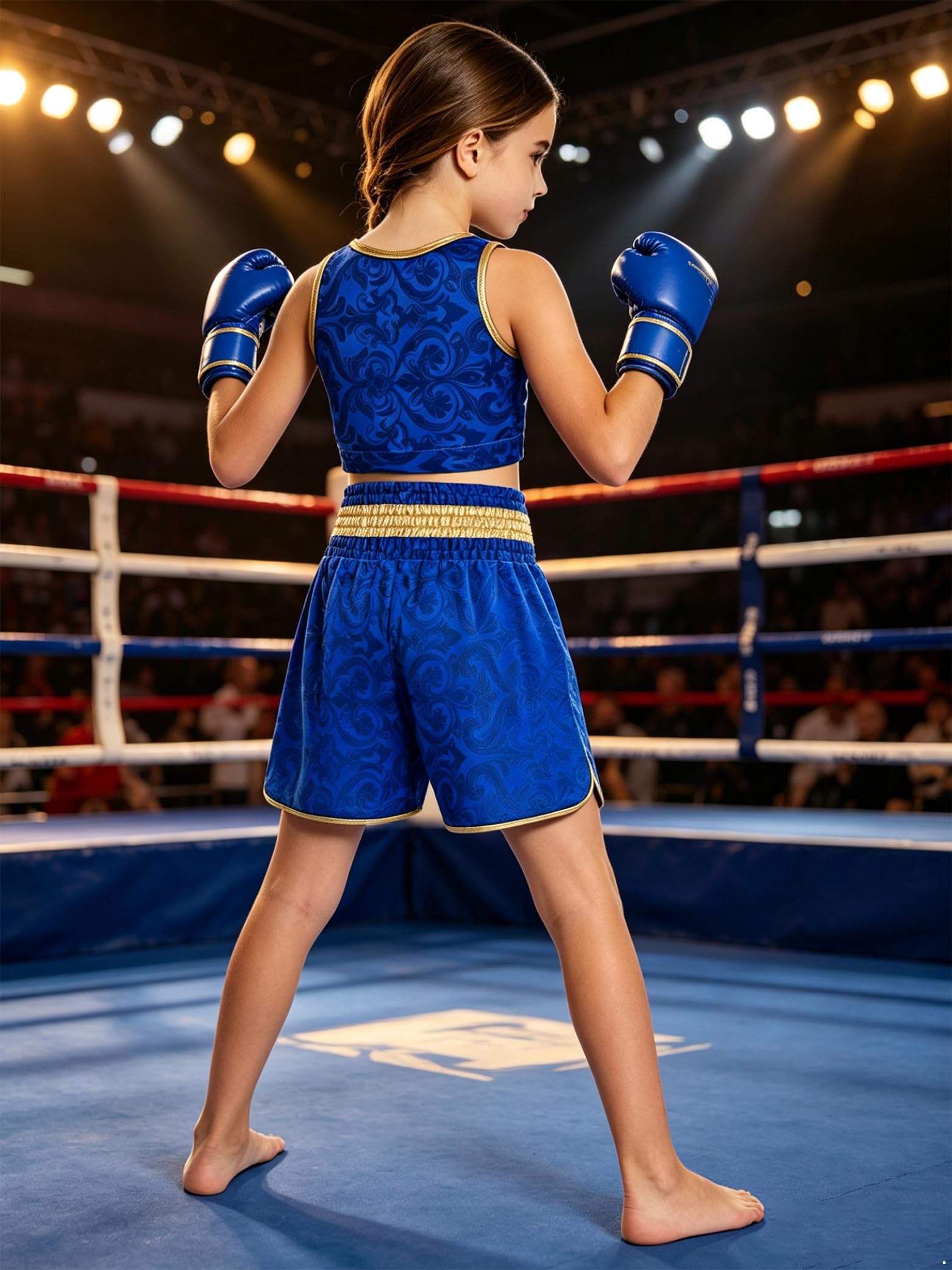 Linjinx Bambini Maglietta Boxe Bambino Costume Pugile Abbigliamento Set Mma Blu 13-14 anni