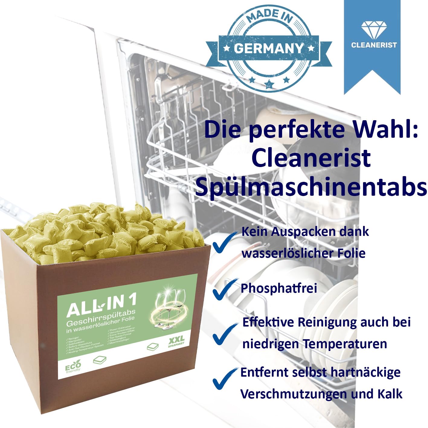 Spülmaschinentabs 12 in 1 in wasserlöslicher Folie I Neuware I für jeden Geschirrspüler geeignet I Multifunktionstabs I Qualitätsware I Spültabs I Geschirrspültabs 20 kg