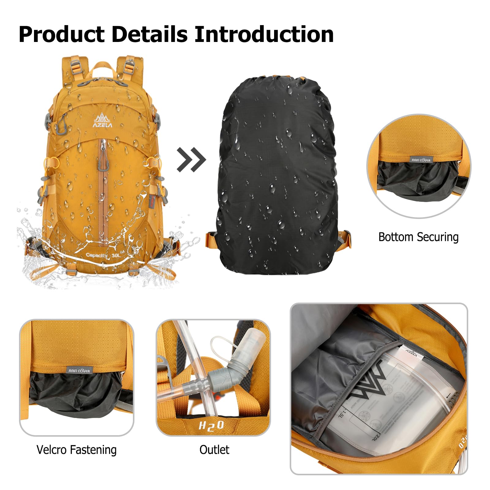 Zaino da Trekking 30L Zaino Nylon Impermeabile Durevole Zaini Backpack per Donna Uomo Campeggio Arrampicata Passeggiate Viaggio Sport Viola