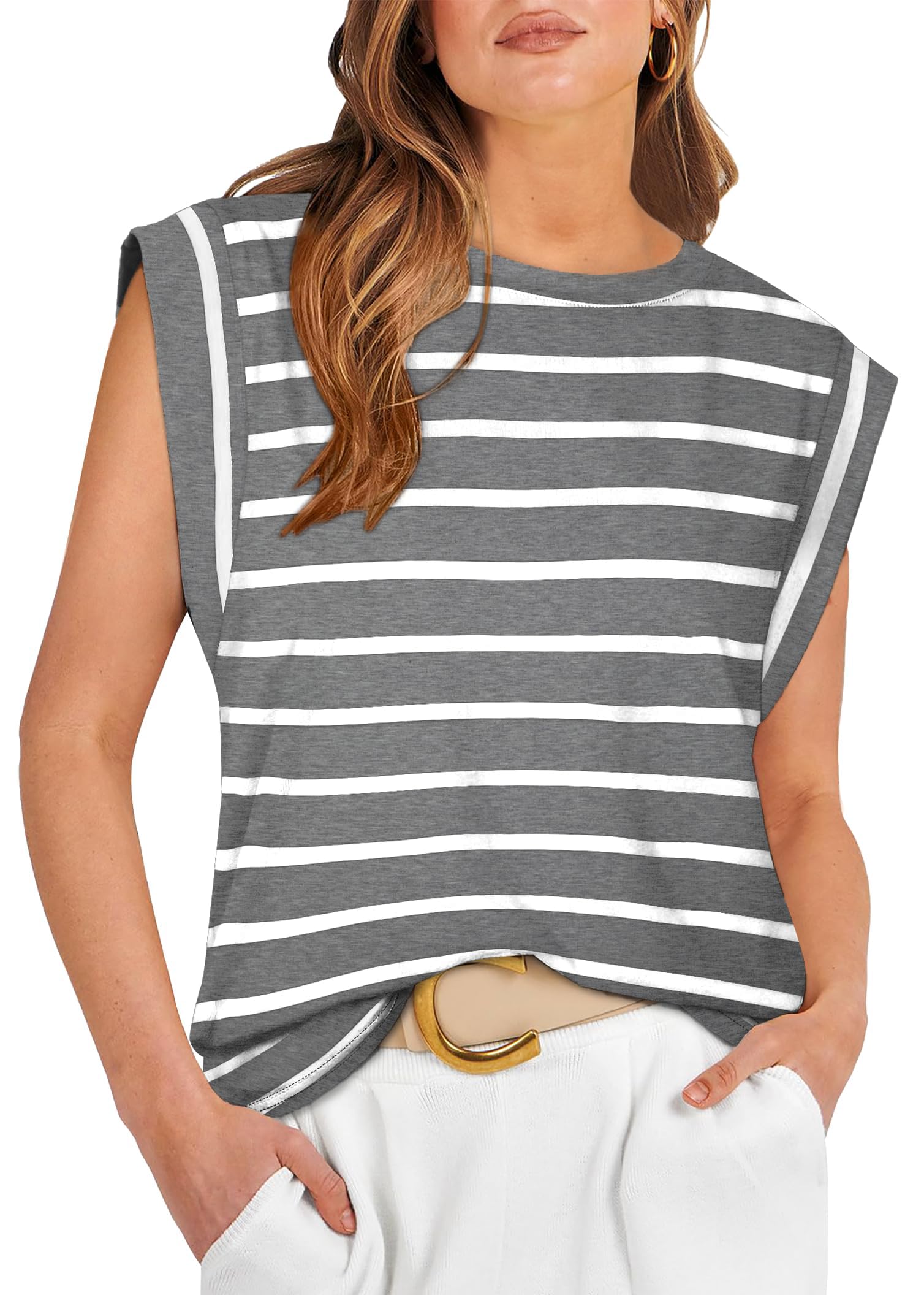 isermeo Cap Sleeve Summer Tops for Women Tank Top Basic Tee Shirts Casual Loose Fit 2025 Trendy