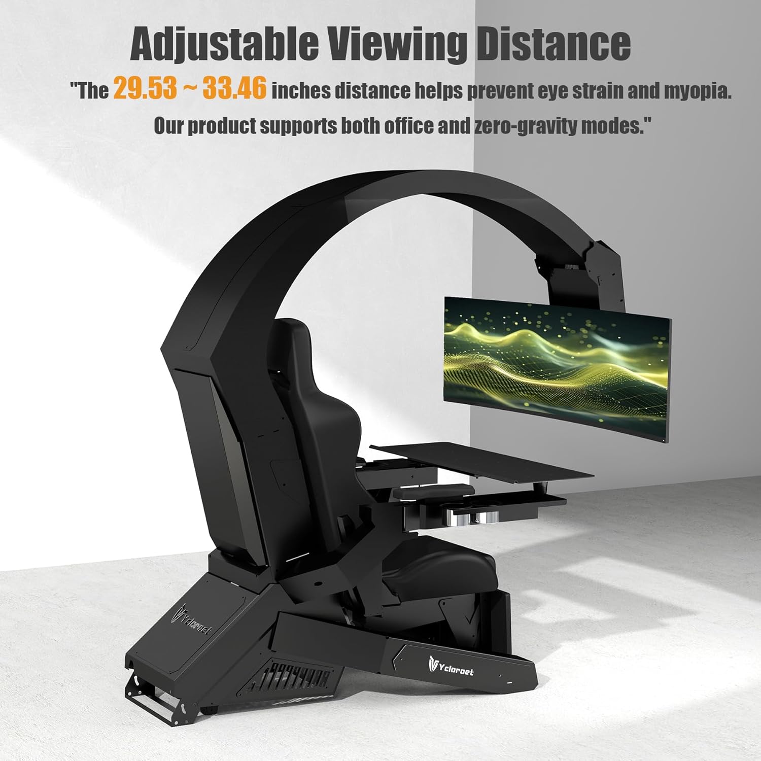 Zero Gravity Gaming Cockpit - 5-Screen Ergonomic Workstation w/ 800mm Eye-Safe Viewing, Massage Chair & RGB for PC/PS5/Xbox Battlestations