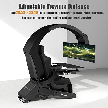 Zero Gravity Gaming Cockpit - 5-Screen Ergonomic Workstation w/ 800mm Eye-Safe Viewing, Massage Chair & RGB for PC/PS5/Xbox Battlestations