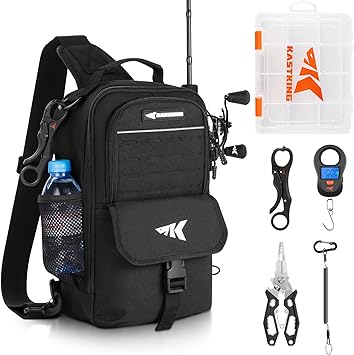KastKing Everyday Essential Sling Tackle Bag & Tool Set, Fishing Scale & 3500-Tackle Box Waterproof, 7" Pliers, Lip Gripper - Fishing Gear and Gift for Men