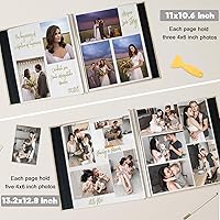 Vista 5 de Álbum de fotos autoadhesivo para scrapbook, páginas grandes, libro de recortes de lino, con capacidad para fotos de 2 x 3, 4 x 6, 5 x 7, 8 x 10
