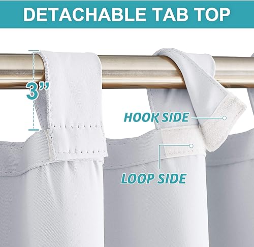 Miniatura 3 de RYB HOME Cortinas para exteriores para patio  2 paneles desmontables con parte superior adhesiva para exteriores, impermeables, opacas, privacidad,