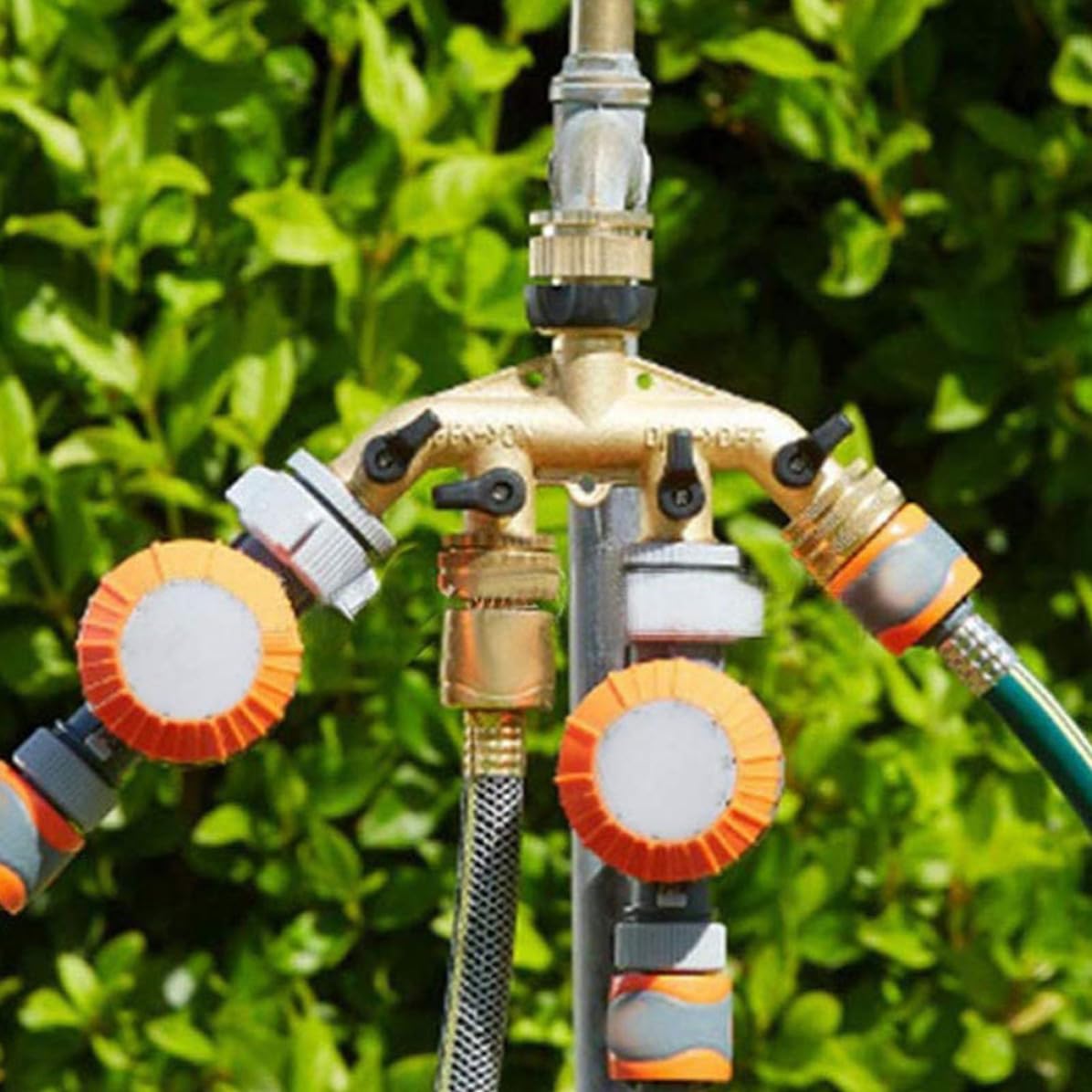 Divisor de Válvula de Bola de Latón de 4 Vías para Grifo, Conector Resistente para Mangueras de Agua, Adecuado para Riego en Camas de Flores y Baños para Mascotas
