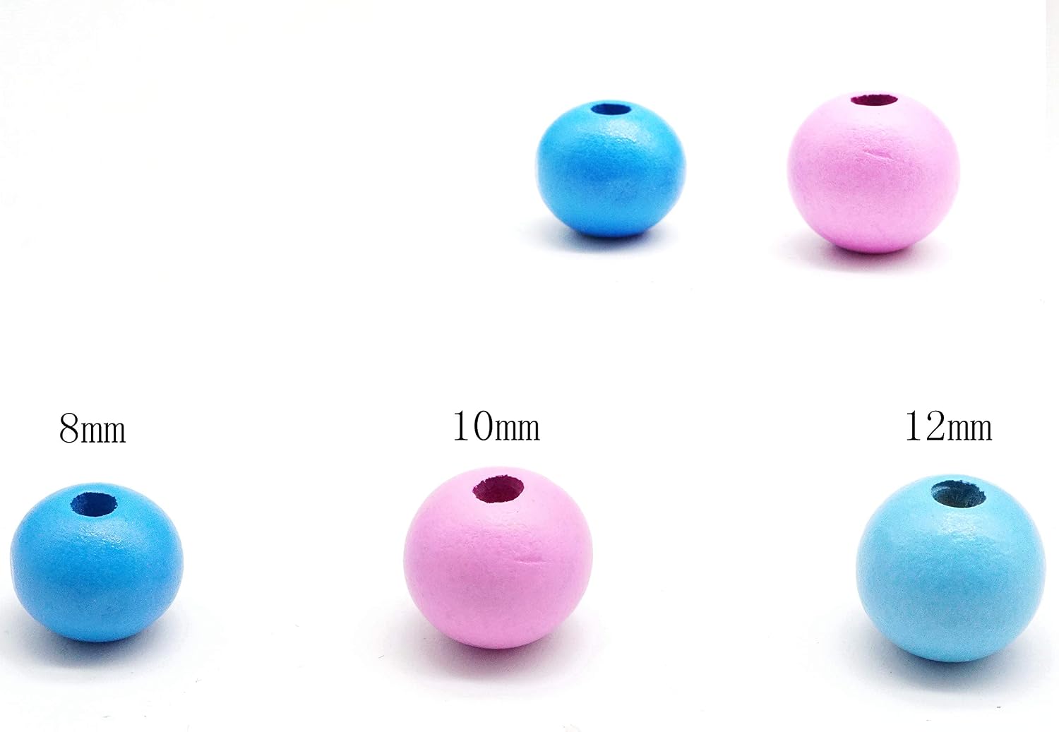 Feelairy 600 Coloured Wooden Beads, 8 mm Round Pastel Wooden Balls Craft Beads for Threading Wooden Beads Mixed Colour with Hole for DIY Bracelets - Image 3