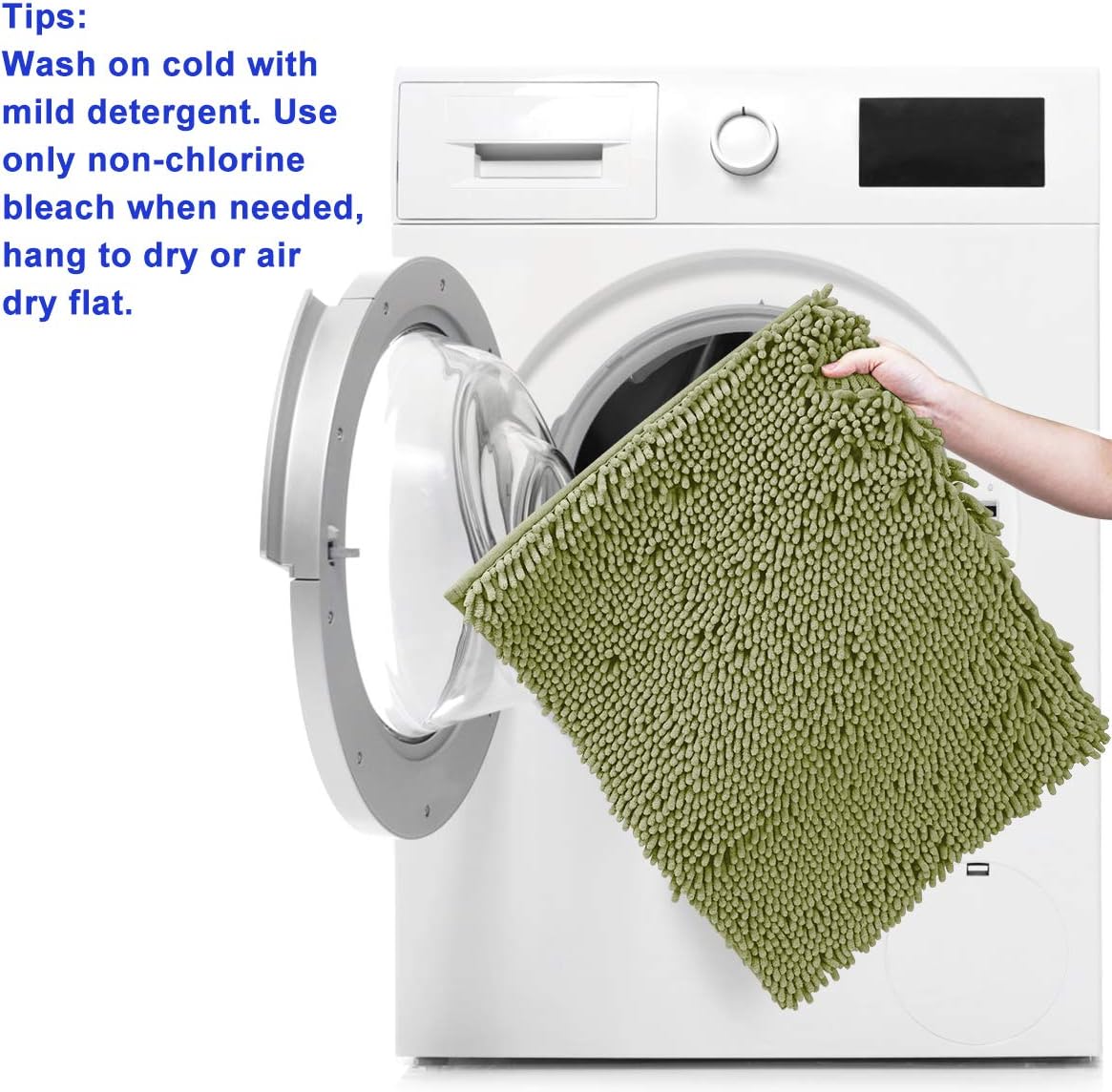 HOMEIDEAS 3 Pieces Bathroom Rugs Set Ultra Soft Non Slip and Absorbent Chenille Bath Rug, Sage Green Bathroom Rugs Plush Bath Mats for Tub, Shower, Bathroom: Home & Kitchen