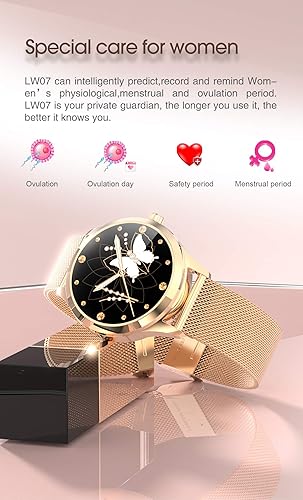 Miniatura 3 de Reloj inteligente para mujer para Android iOS, rastreadores de fitness IP68, impermeable, reloj inteligente Bluetooth con notificación de mensajes y