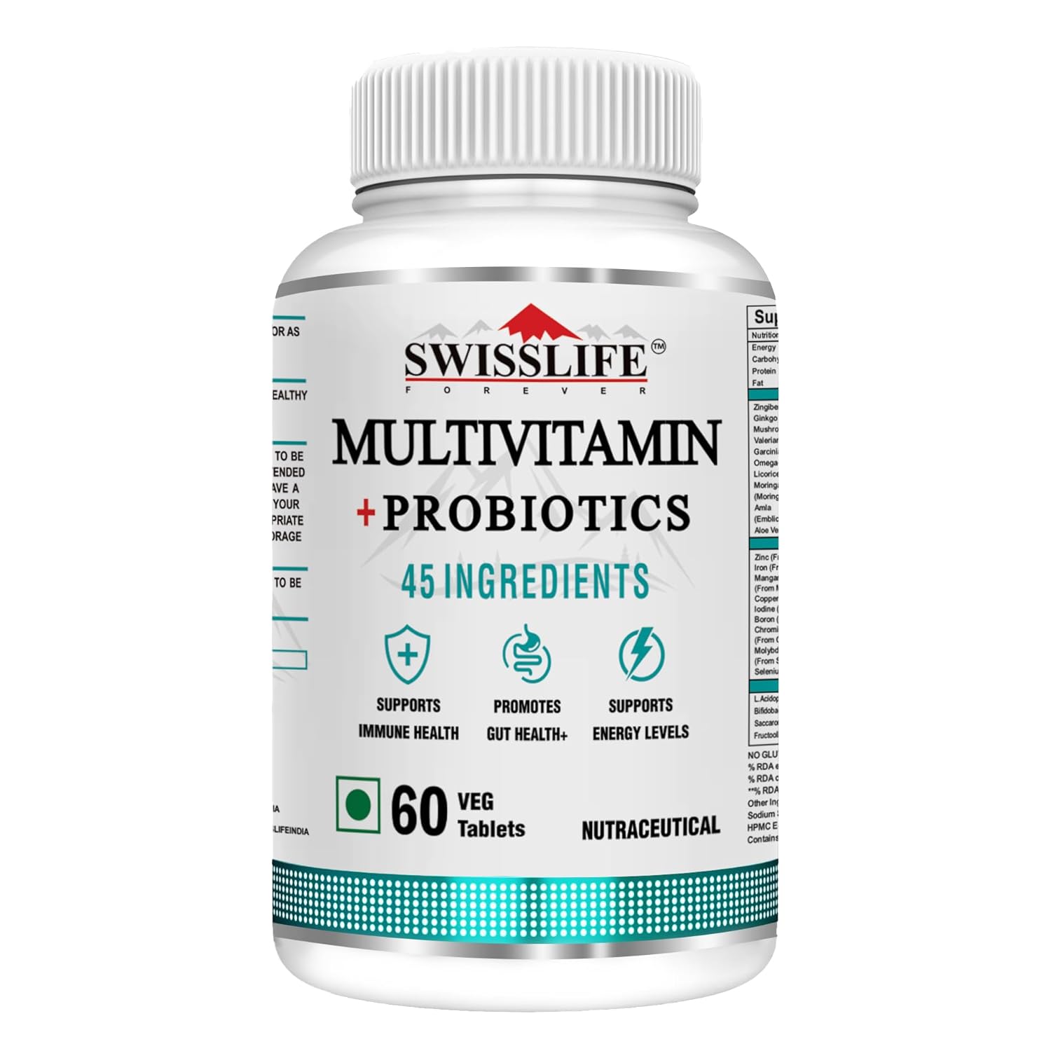 Swislife Forever Multivitamin with probiotics – 45 content for men and women. Vit.a, b vitamin, c, d, e | Biotin, zinc, vitamins, minerals and giloy (60 tablets) Swislife Forever Multivitamin with probiotics – 45 content for men and women. Vit.a, b vitamin, c, d, e | Biotin, zinc, vitamins, minerals and giloy (60 tablets)