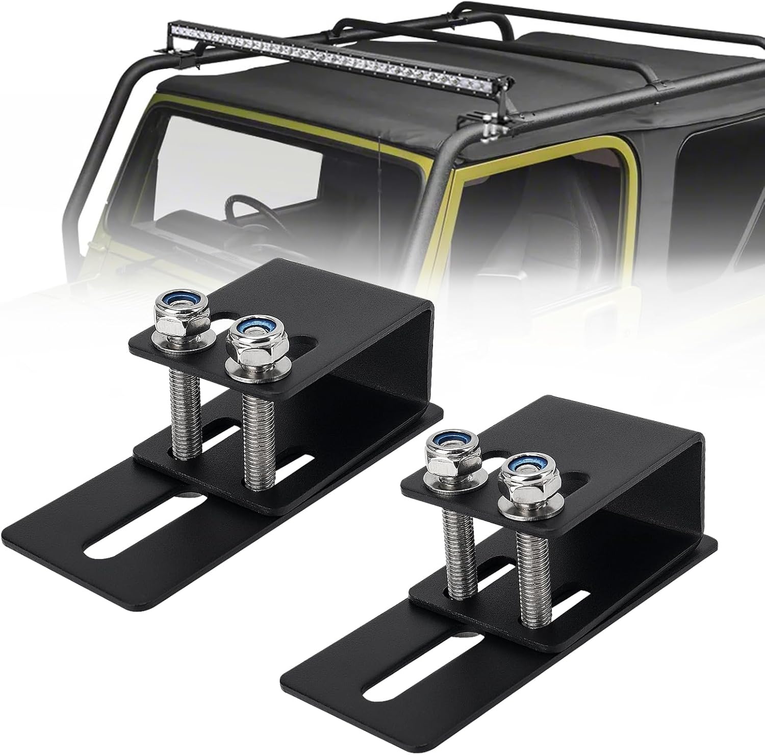 Adjustable Roof Rack Led Light Bar Mounting Brackets Light Mounting Universal Bracket Compatible with SUV Off-Road 4x4 ATV RV,Vehicles with Luggage Racks - 2PCS