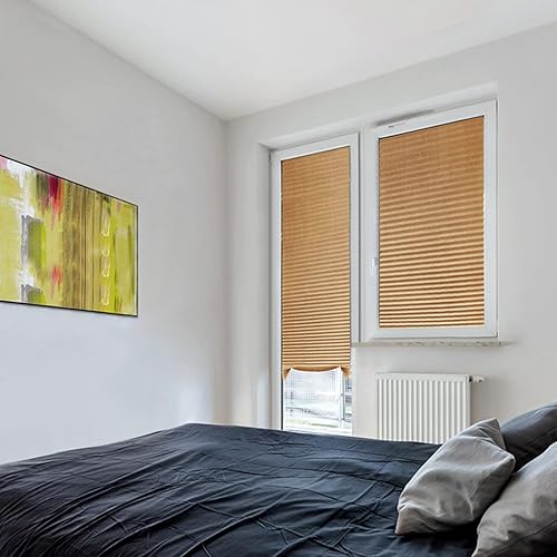 Miniatura 3 de MALOKI Persianas plisadas para ventana, persianas temporales sin cordones, filtrantes de luz, de tela plisada, para oscurecer la habitación, para