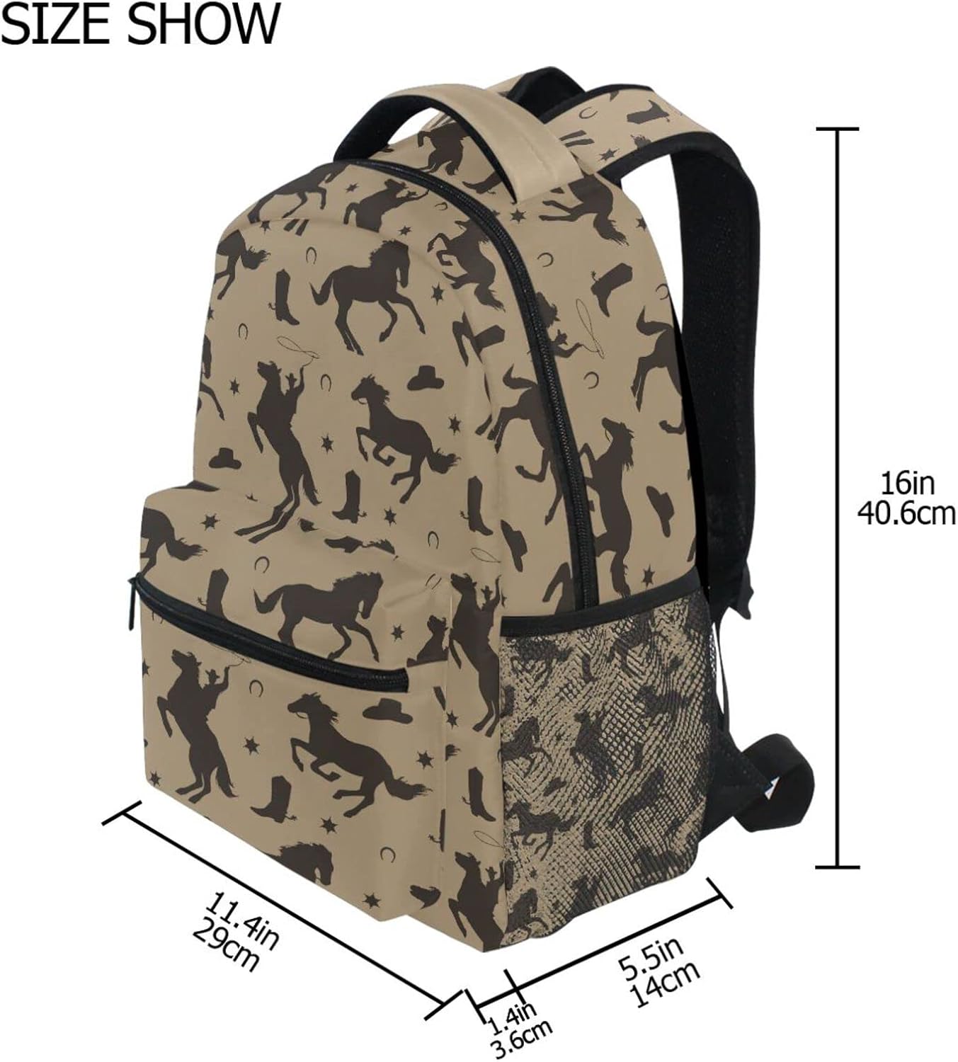 Wamika Cowboy Horse Kids Backpack Western Desert School Backpacks Boys Girls Daypack Book Bag - Image 4