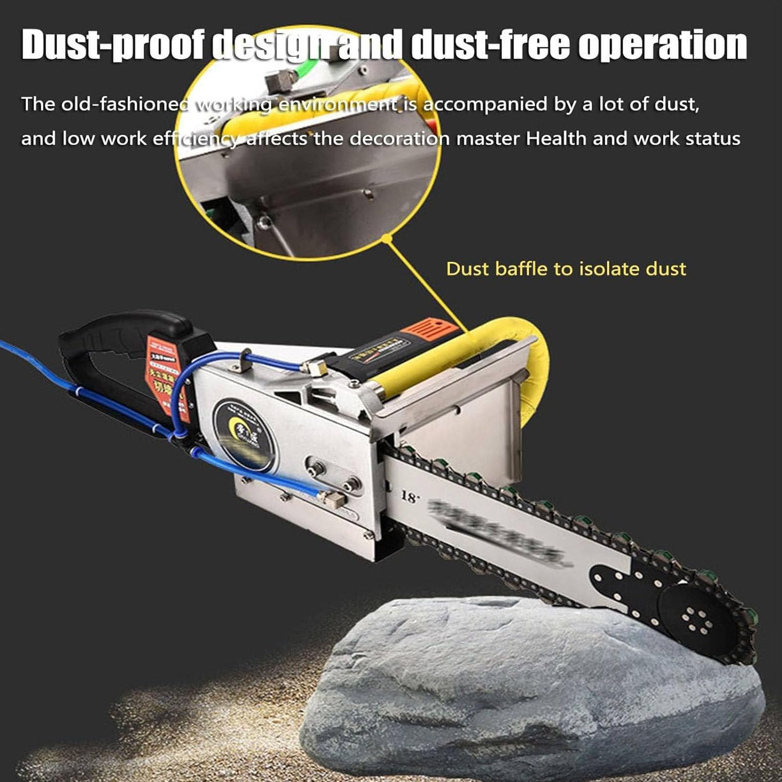 Cortador de pared eléctrico, sierra de pared sin polvo con supresión de polvo alimentada por agua para ranurar hormigón, ladrillo, granito, corte de mármol, 48 cm de longitud, máquina de corte