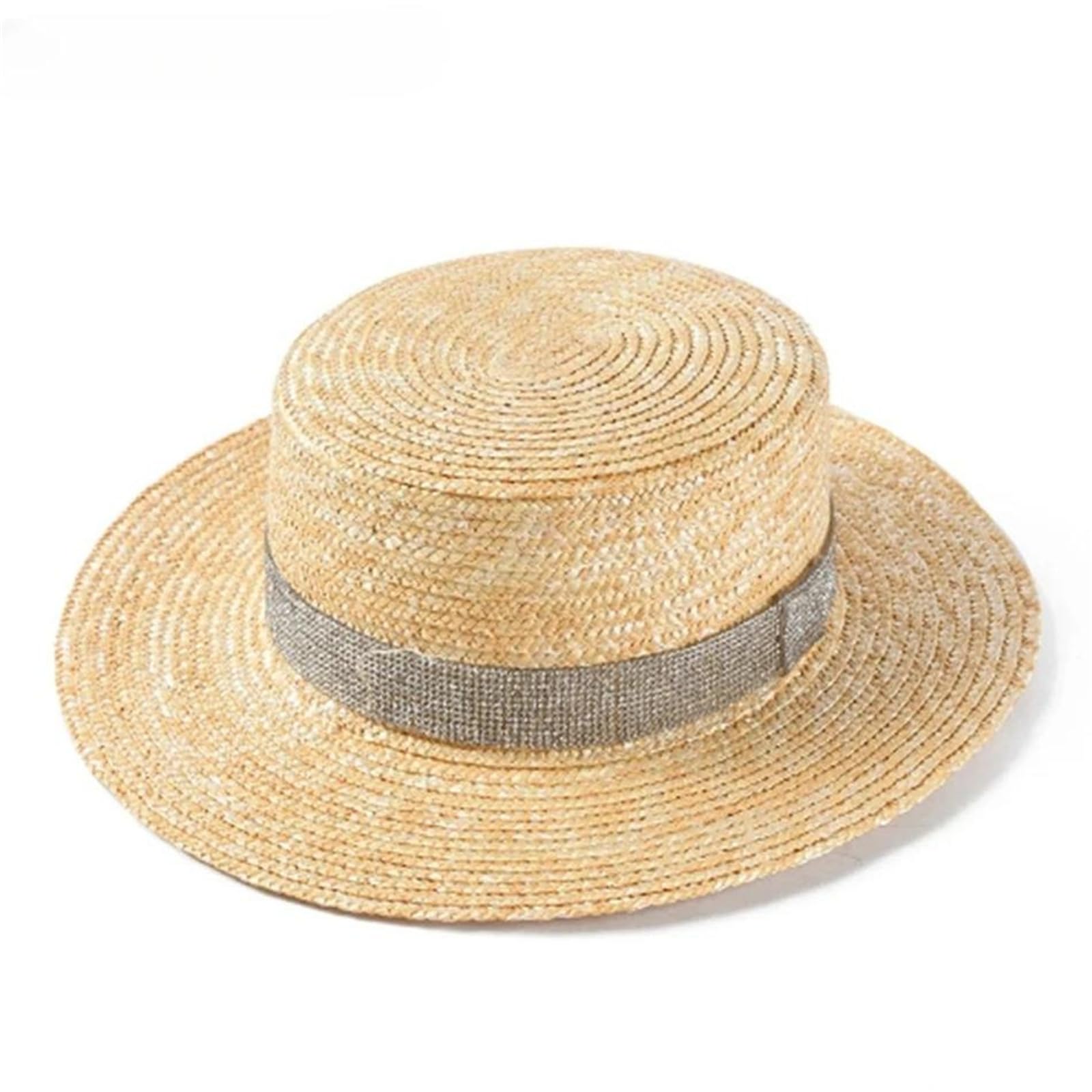 Sombreros de paja de verano para mujer, sombrero de playa con diamantes de imitación