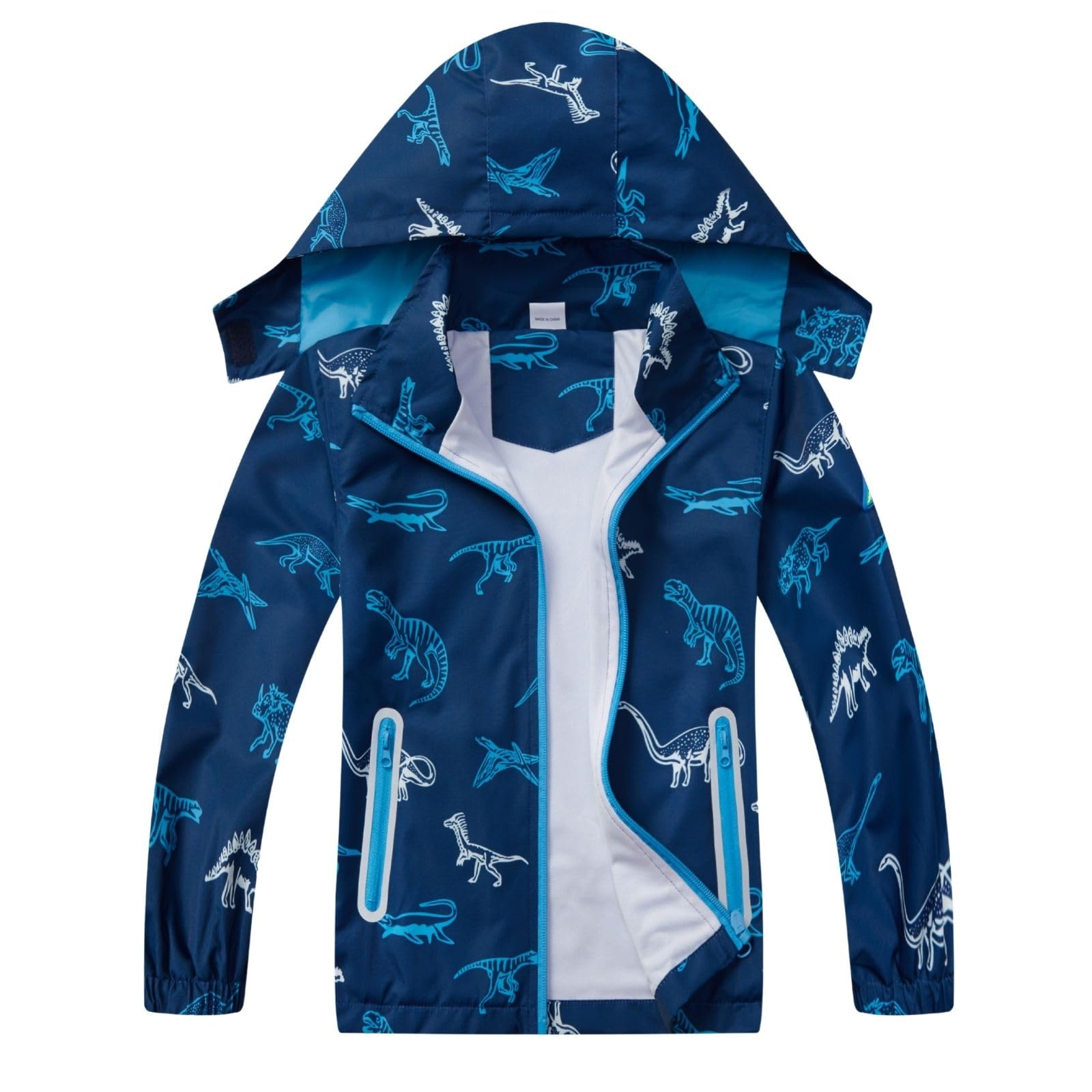 Boys Rain Jacket with Detachable Hood Lightweight Raincoats for Kids
