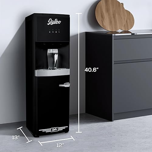 Miniatura 7 de Igloo Dispensador de agua de carga inferior retro, agua caliente, fría o a temperatura ambiente, capacidad para botellas de 3 o 5 galones, bloqueo