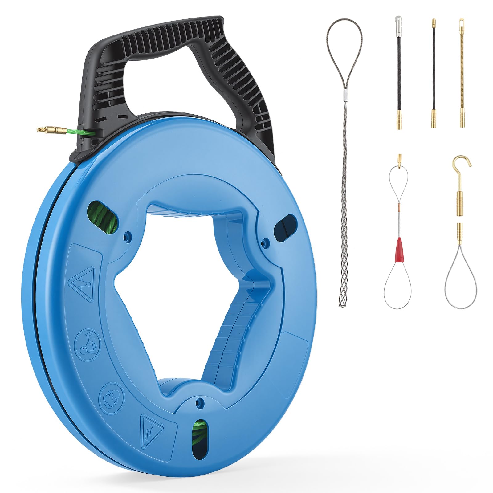 Aiguille Electricien 30m 4.5 mm, 360° Aide à la Rétraction Manuelle pour Chantier, Tire Fil en Acier Electrique Tire Câbles Atelier & Jardin - Système Antidérapant Léger
