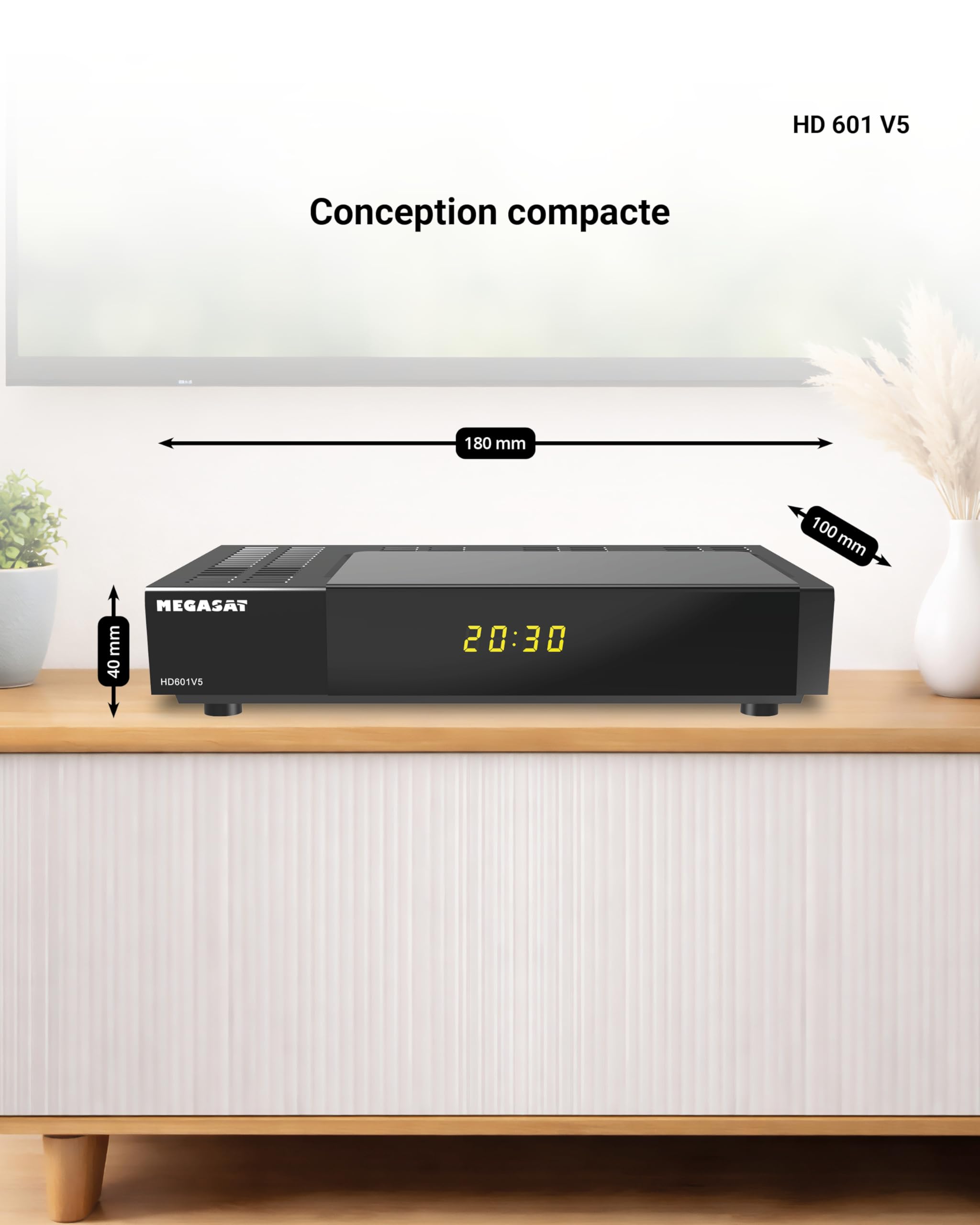 Megasat HD 601 V5 – Récepteur Satellite HD, HDMI, Péritel (SCART) – Noir | Pour toutes les chaînes en clair, lecteur multimédia USB, écran