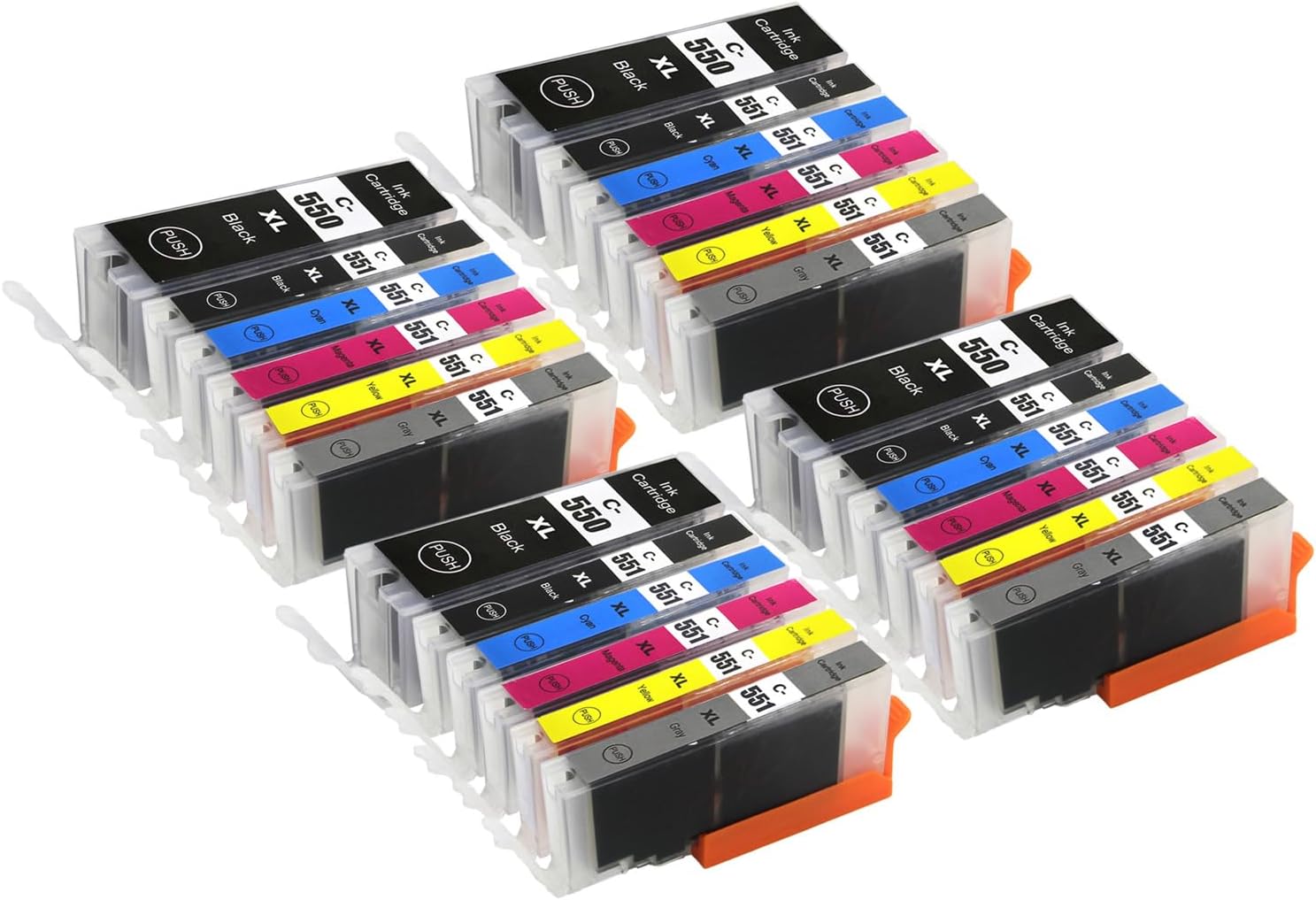 4 Go Inks Set of 6 Ink Cartridges to replace Canon PGI-550 & CLI-551 Compatible/non-OEM for PIXMA Printers (24 Pack), Multi-Colour (Black, Cyan, Magenta, Yellow),. High Capacity (XL)