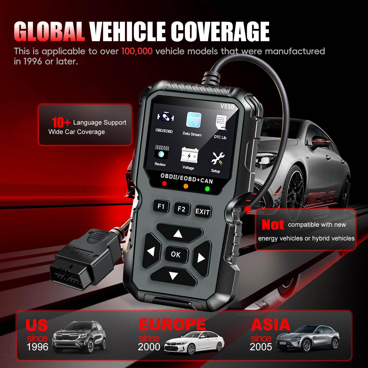 OBD2 Diagnosegerät OBD Auto Diagnose,OBD EOBD+CAN Scanner Auslesegerät mit OBDII Funktionen,OBD-II Diagnosewerkzeuge für alle Fahrzeuge,KFZ Auslesegerät Deutsch für BMW VW Mercedes Audi (Schwarz)