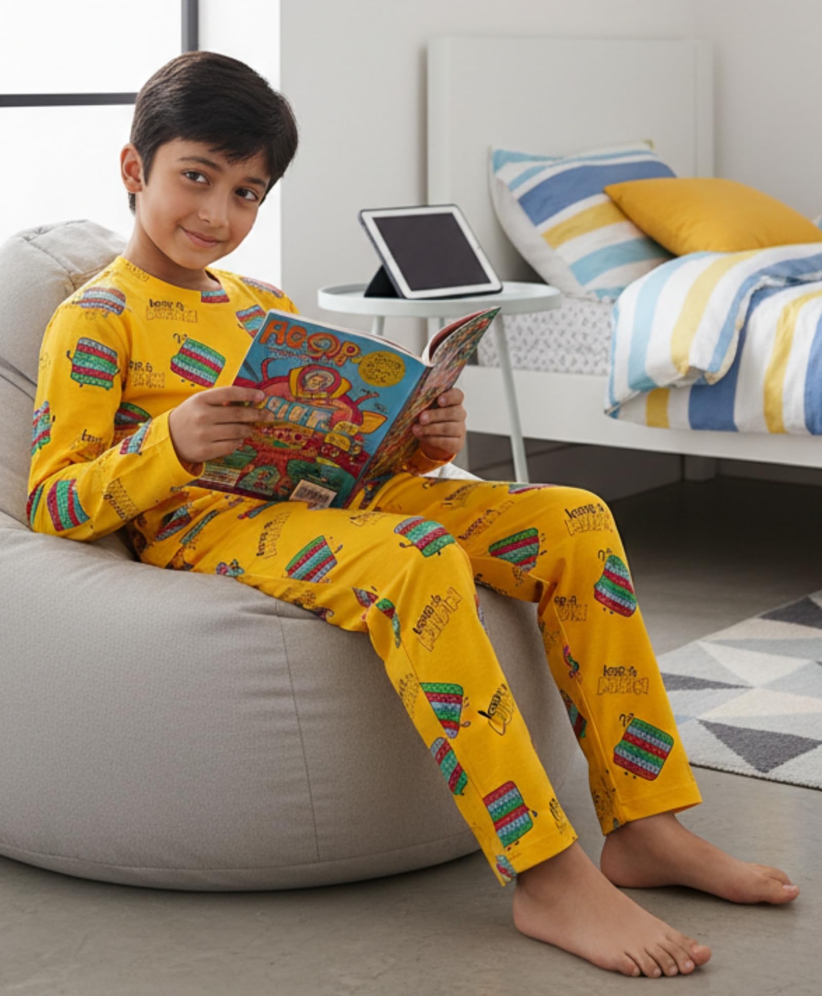 Anthrilo Cotton Blend Pop It Boys Yellow Pyjama Set (5-6 Years_Multicolored) - Image 6 thumbnail
