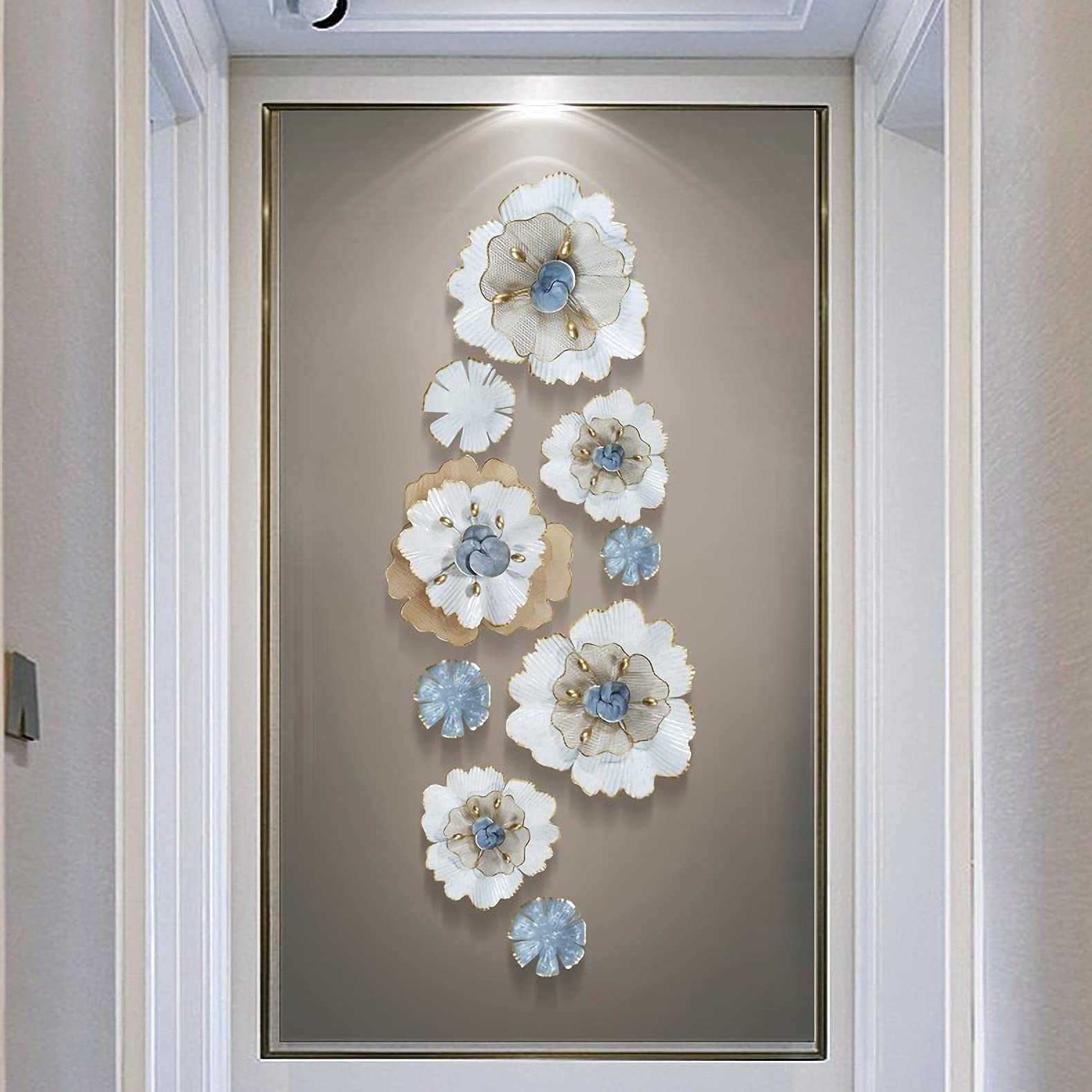 Decoración de Pared Decoración de pared estilo casa de campo moderna y ligera decoración de pared de metal de lujo, arte de pared de metal 3D, flor de lujo, naturaleza, decoración de pared para el hog