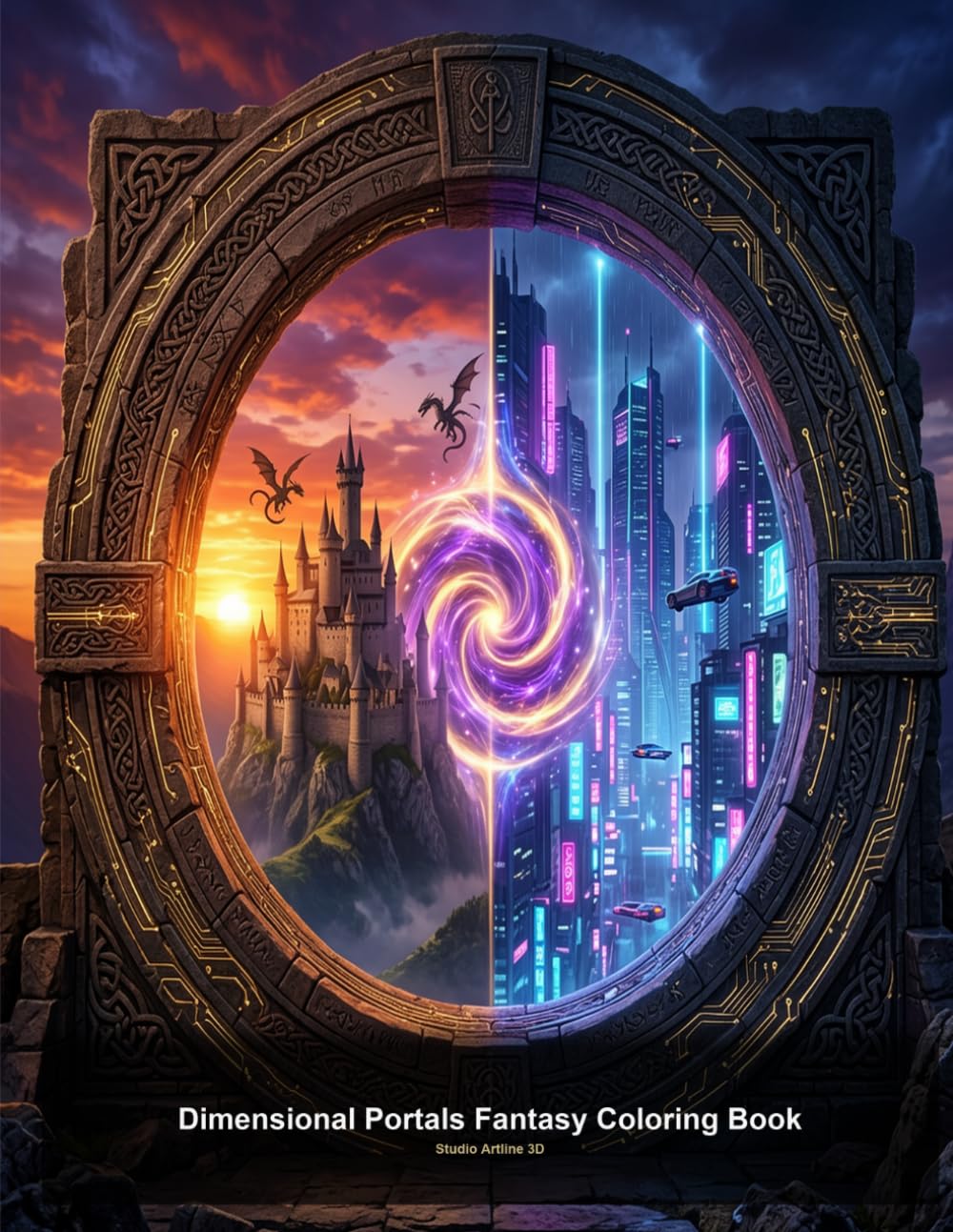 Dimensional Portals Fantasy Coloring Book: 107 Magical Gateways Between Worlds — Two Worlds in Every Page
