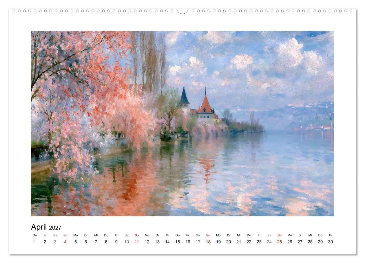 Poesie der Jahreszeiten (hochwertiger Premium Wandkalender 2027 DIN A2 quer), Kunstdruck in Hochglanz: KI-Kunst im impressionistischen Stil (CALVENDO Kunst)