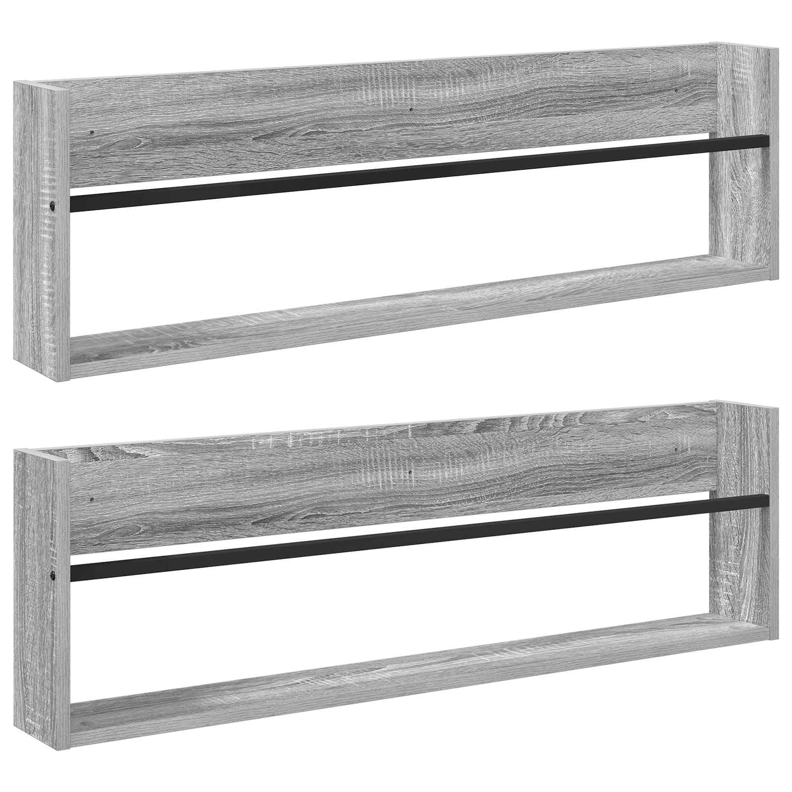 Zeitschriftenregal, Wandmontage, 2 Stück, Grau Sonoma, 100 x 12 x 30 cm
