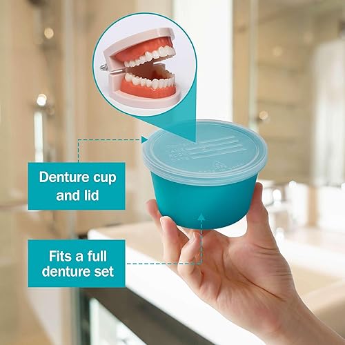 Miniatura 2 de Vaso para dentaduras postizas con tapa, paquete de 5 estuches para dentaduras postizas, para el hogar, hogar de ancianos y uso en el hospital