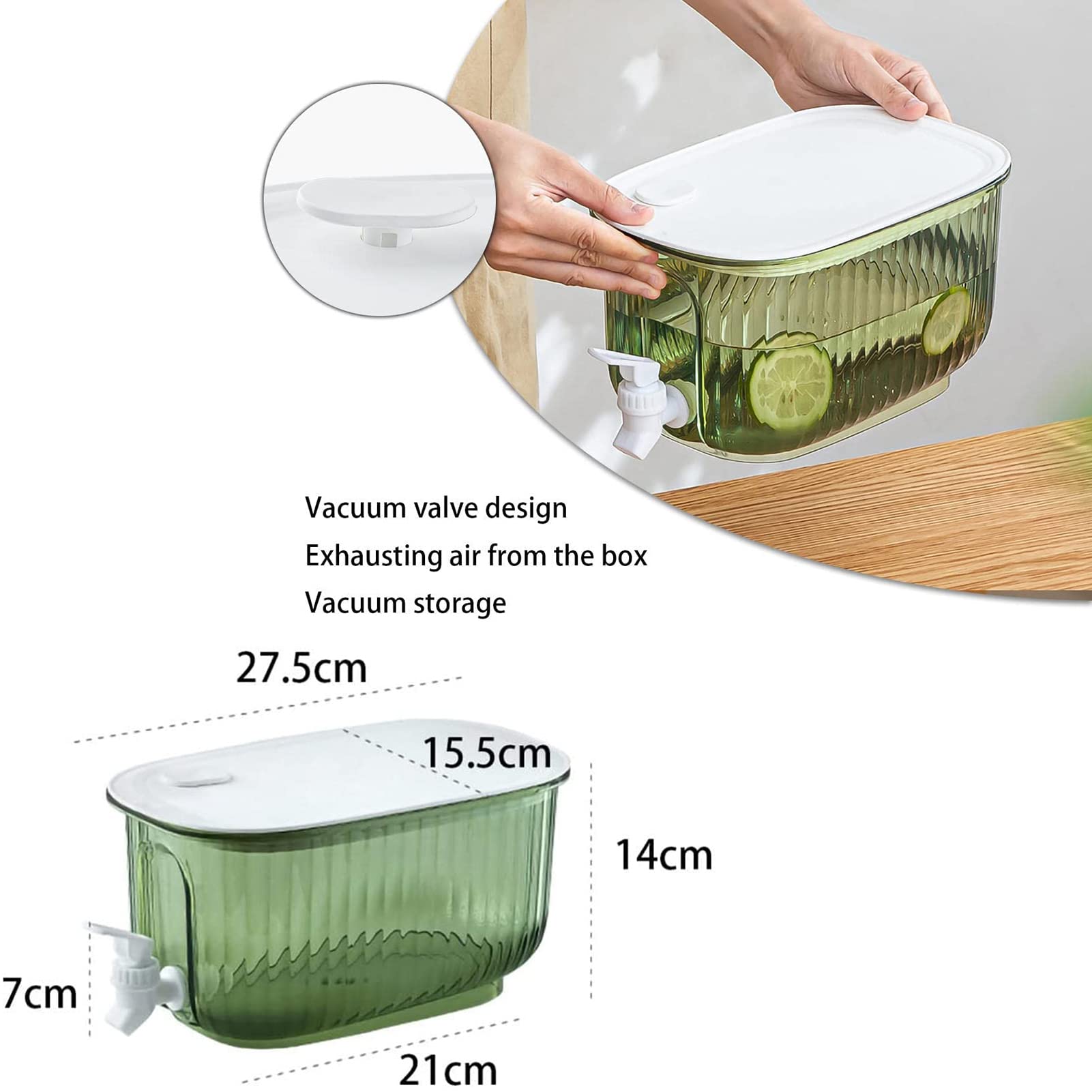 perfk Distributeur de Boisson en Plastique, Seau Réfrigéré avec Robinet et Filtre, Distributeur d'eau, Distributeur de Jus Glacé Limonade, Sans BPA, pour Faire des Thés et des Jus, 10L