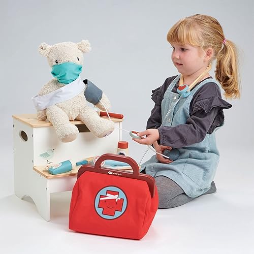 Miniatura 8 de Tender Leaf Toys - Bolsa del doctor - Kit médico de juguete de simulación para niños - Promueve el juego de rol imaginario y creativo, ayuda a crear