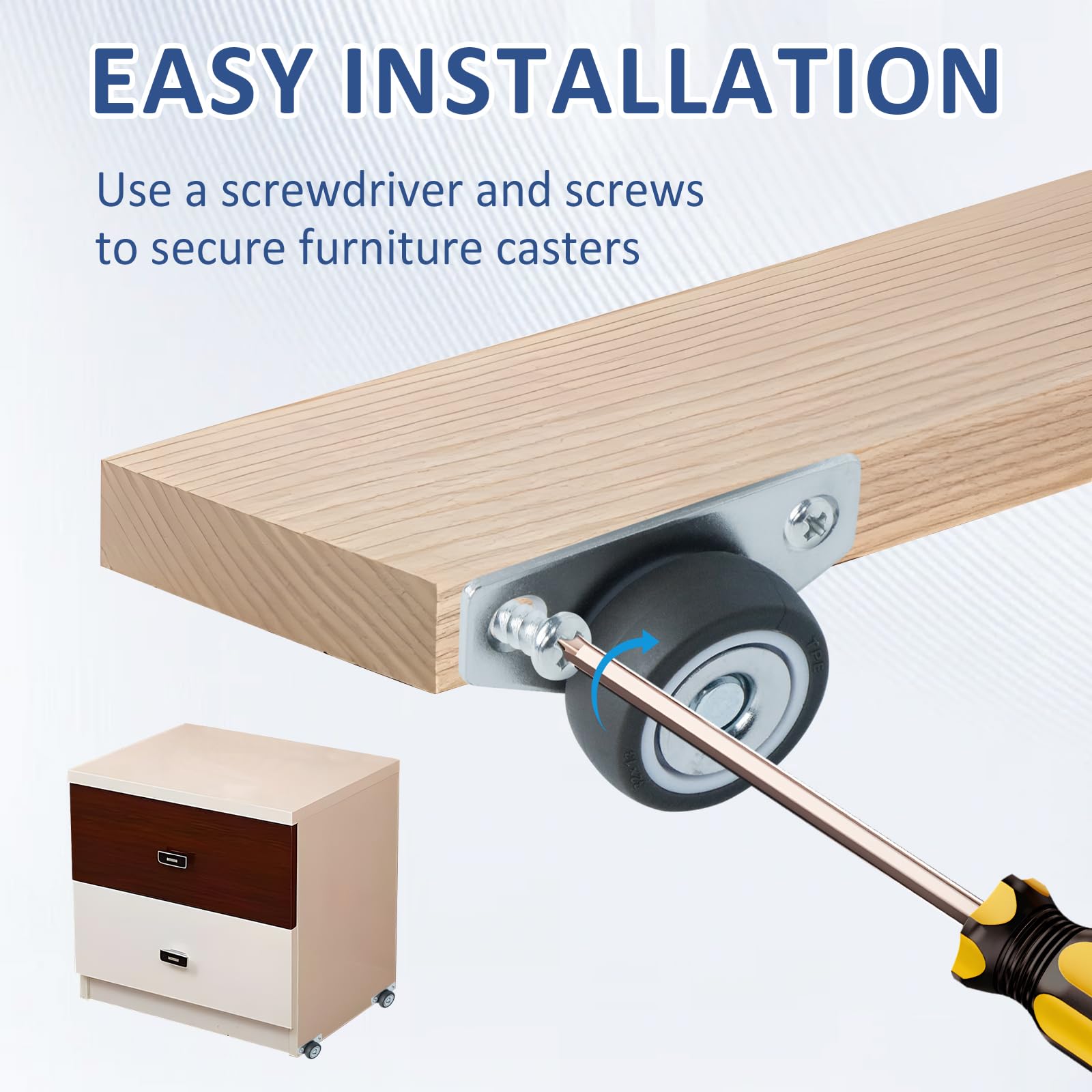 4 Pezzi Rotelle per Spostare mobile, Ruote per Mobili Universali Mini Ruote Fisse con Viti Incluse per Utensili da Cucina ed Elettrodomestici Piccoli