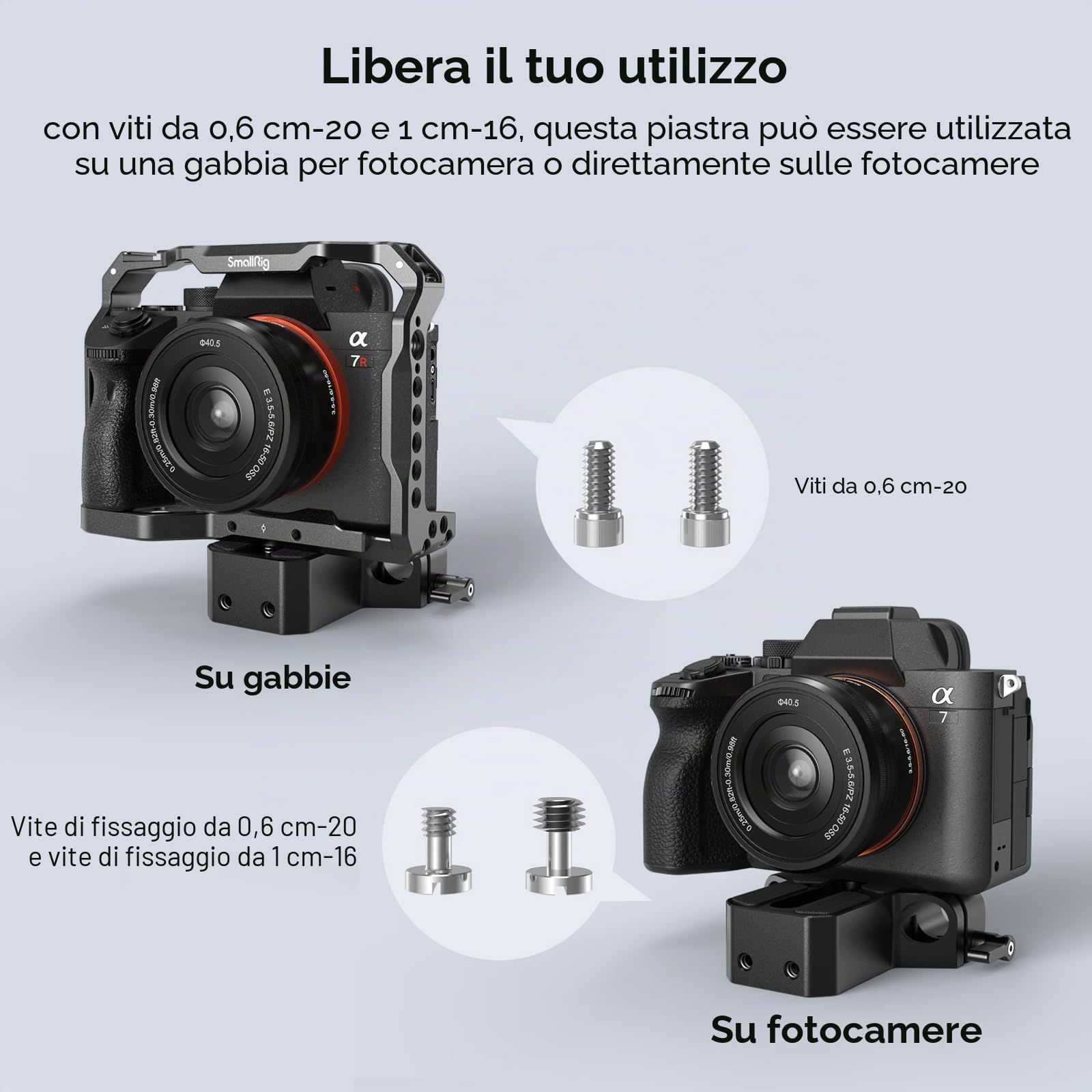 SMALLRIG Piastra di base per fotocamera con morsetto per guida asta LWS da 15 mm, piastra di base per Sony A6500 A6600 A6300, per Canon R5 R6, per Sony A7SIII / A7III, per fotocamere - 1674