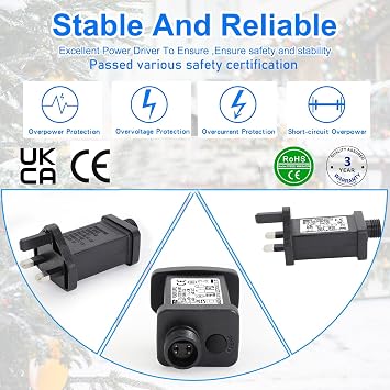 CubePlug String Lights Indoor-Outdoor Power Adapter for CZJUTAI JT-EL/FC-36V12W /9W /7.2W /6W /4.5W /3.6W-IP20 Christmas Lighting, Multi Function Control Box [W7T2]