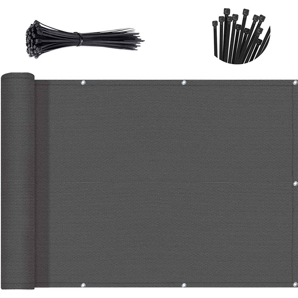 Balcony Privacy Screen Thicken 3/5/6M Balcony Shade Cloth Waterproof Privacy Screen Fencing Net Garden Porch Pool(Grey-90x500cm)