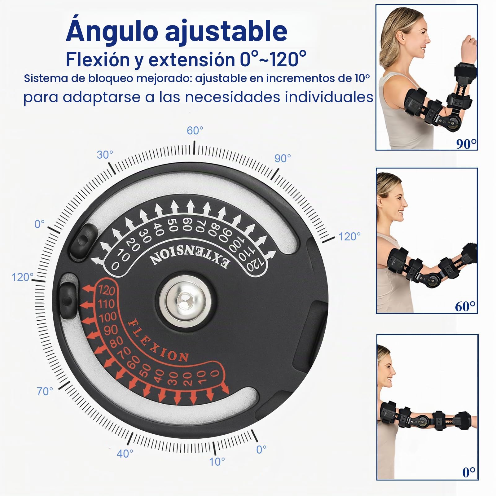 Ortesis de Codo Ajustable con Bisagra – Férula de Codo Postoperatoria con Correa Hombro, Soporte Ortopédico para Fractura, Tendinitis, Lesión de Ligamentos y Rehabilitación (Derecha)