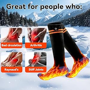 Anycash Heated Socks for Men & Women - 5000mAh Rechargeable Heated Sock, Electric Heated Socks with 4 Heating Levels, Machine Washable for Hunting, Camping, Hiking, Cycling, Outdoor Work