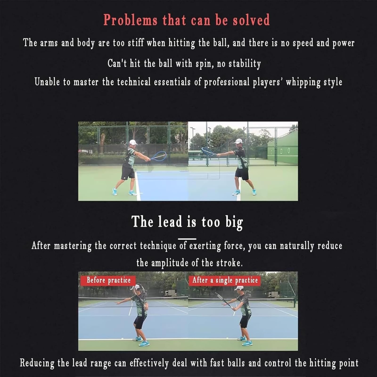 Tennis Serve Trainer, dispositivo professionale per praticare lo swing per la fronte, il dorso e il servizio, ideale per bambini e adulti