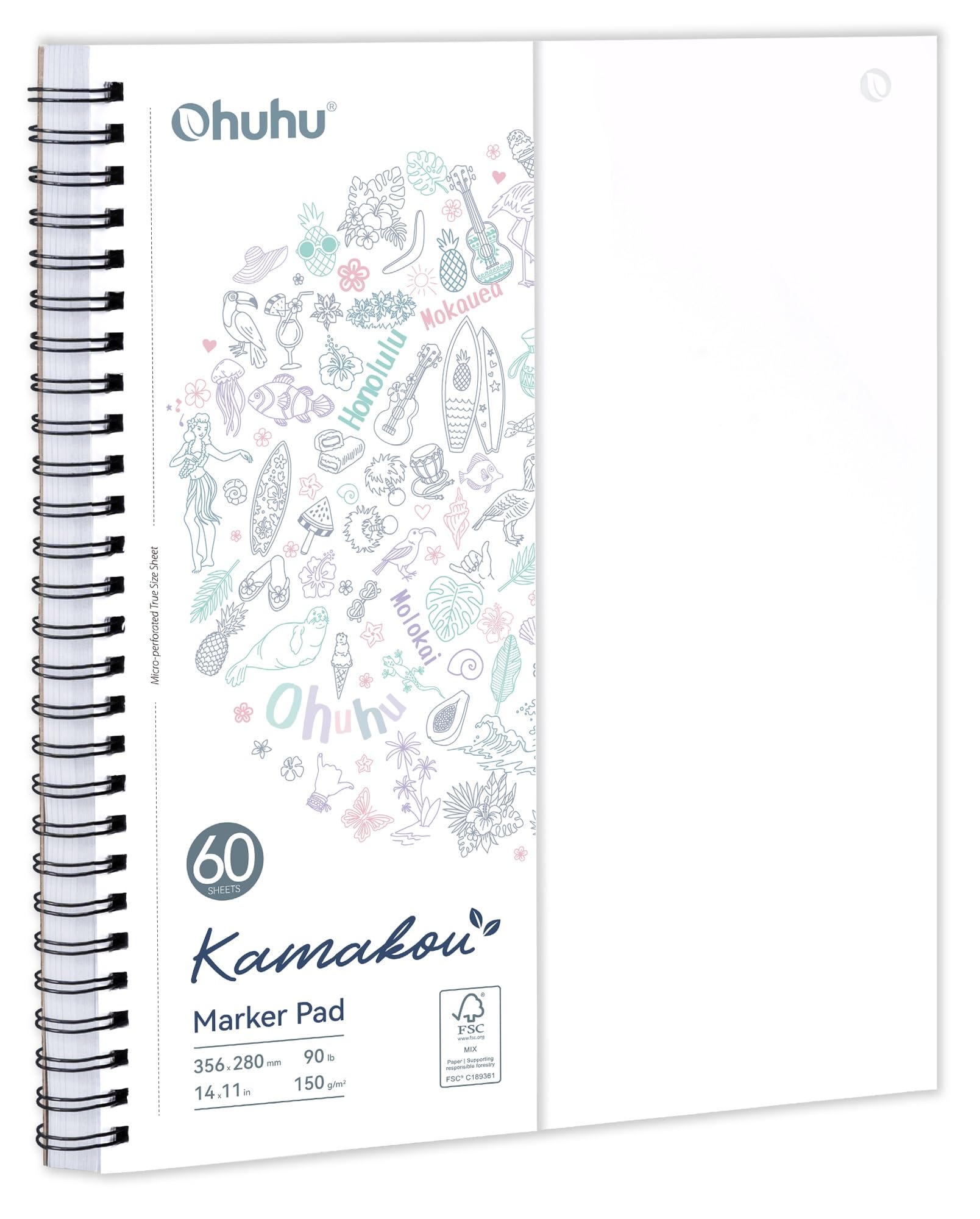 Ohuhu 11"x14" Double-Sided Bleedproof Marker Pad Art Sketchbook 60 Sheets