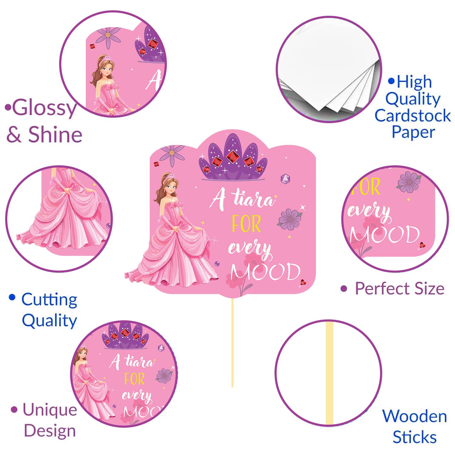 Party Propz Princess Theme Birthday Decoration Items- 17 Pcs, Princess Decoration Set Combo, Birthday Props for Kids, Princesses Party Supplies for Girls,Photobooth Props Fun 1
