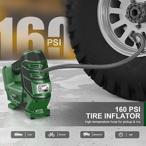 Miniatura 5 de Mellif Inflador de neumáticos portátil y herramienta de aire compatible con batería Makita de 18 V (solo herramienta), herramientas de inflado y