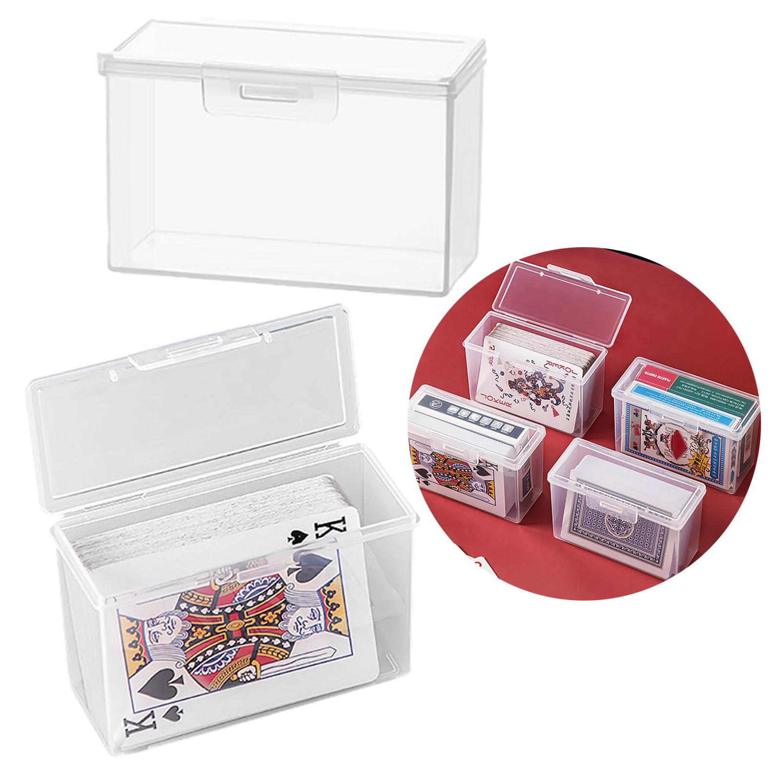 GRABLOOM Playing Card Storage Box Clear Card Deck Case Organizers Trading Card Collection Card Box Holder for Game Card Storage Plastic Playing Card Case Holder