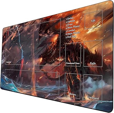 MTG Playmat, Game Play Mat for MTG TCG 24 x 14 inches Trading Card Inked Game Playmats with Storage Bag Smooth Rubber Surface Battle Game
