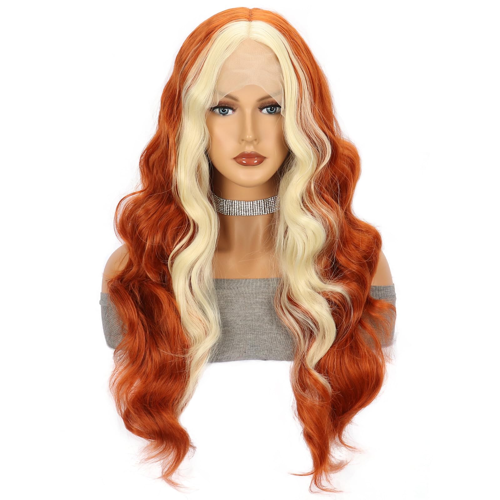 ZTHYSHOZ Women's Wig Ladies' Gradient Big Wave Wig With Mid Cut Dyed Long Curly Hair Styling