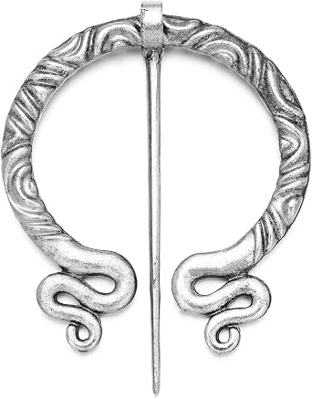 XGALA New Viking Silver Tone Snake Brooch Norse Flbula Cloak Pin Shawl Scarf Clothing Pin Jewelry