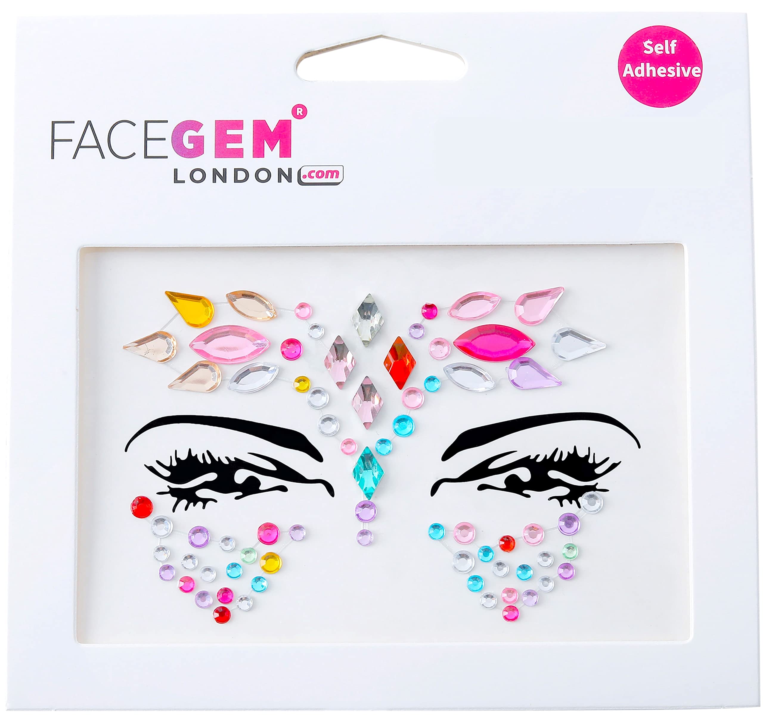 FACEGEM LONDON 32 Pezzi Di Gemme Per Il Viso (Disegni Casuali) Autoadesive Con Glitter Gioielli Tatuaggi, Adesivo Per Festival, Gemme, Rave, Festa, Corpo, Trucco C2Zakmix-A